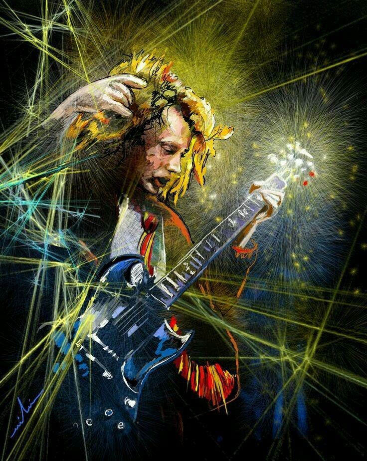 736x924 Pin By Ron Legowik On Guitar Musicians Art Led - Painting Of Guitar Players
