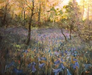 300x243 David Aldus Original Bluebell Heaven Path Wood Rural Country - Painting Of Heaven