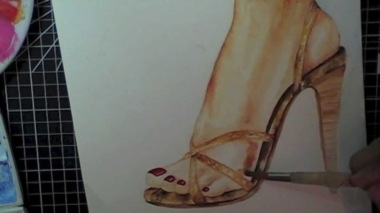 1280x720 Watercolour Speed Painting - Painting Of High Heel Shoes