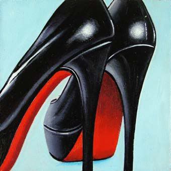 340x339 Shoes 2 Black High Heels Christian Louboutin Daily Realism - Painting Of High Heels