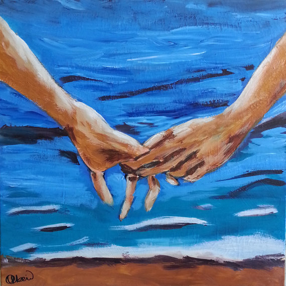 570x570 Holding Hands Painting 37738 Trendnet - Painting Of Holding Hands