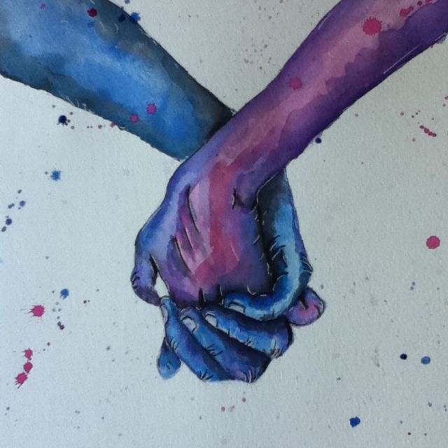 640x640 My Painting Version Of Holding Hands My Drawings - Painting Of Holding Hands