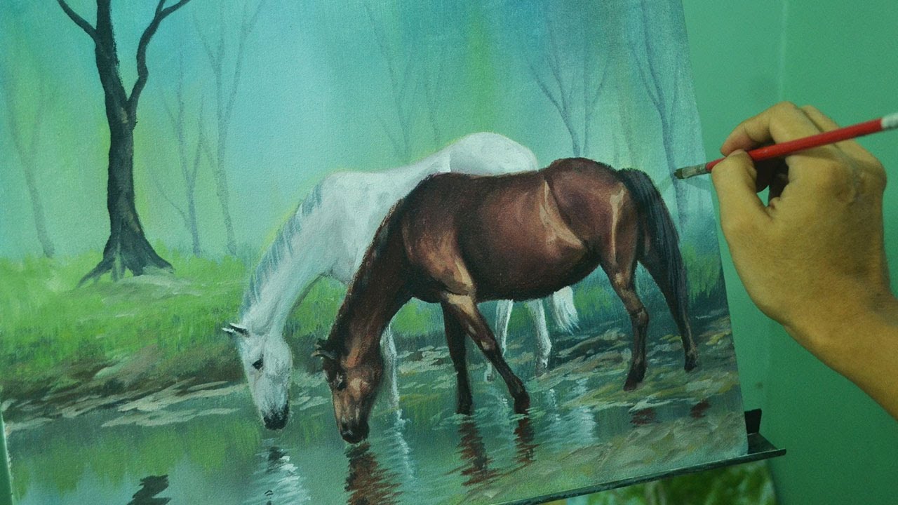 1280x720 Acrylic Painting Lesson - Painting Of Horses