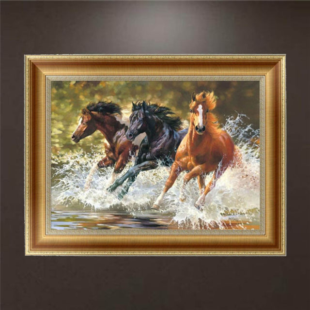 640x640 Diy 5d Diamond Painting Horses Embroidery Cross Stitch Craft Home - Painting Of Horses