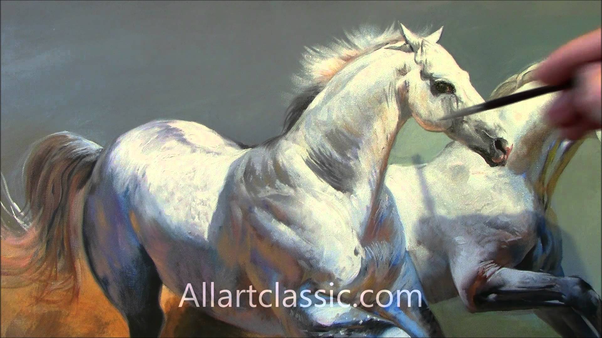 1920x1080 Hd Video Of Oil Painting Running Horses - Painting Of Horses