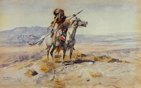 488x307 Indian On Horseback - Painting Of Indian On Horseback