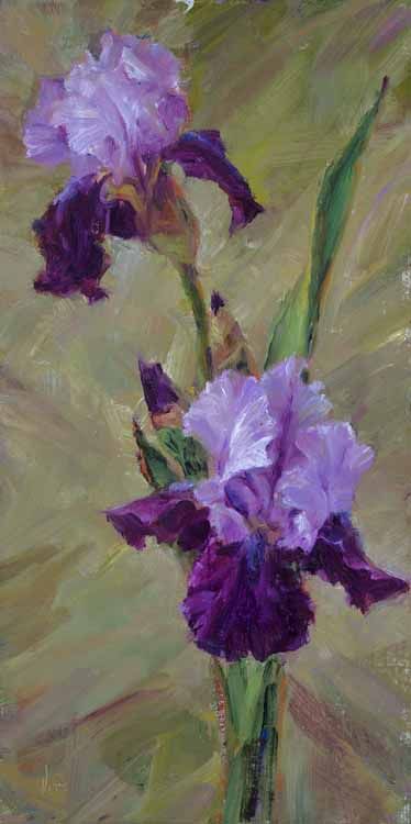 374x750 Purple Iris, Oil Painting By Teresa Vito Flowers And Gardens - Painting Of Iris Flower