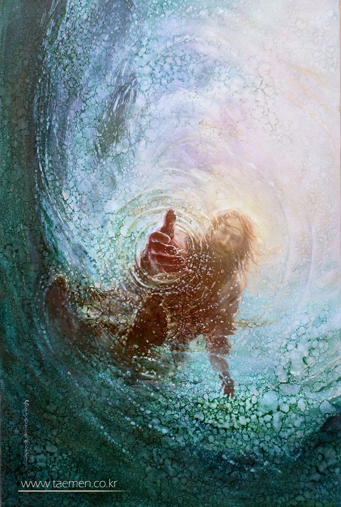 673x1000 Finding The Name Of The Real Artist Savior, Canvases - Painting Of Jesus Reaching Into Water