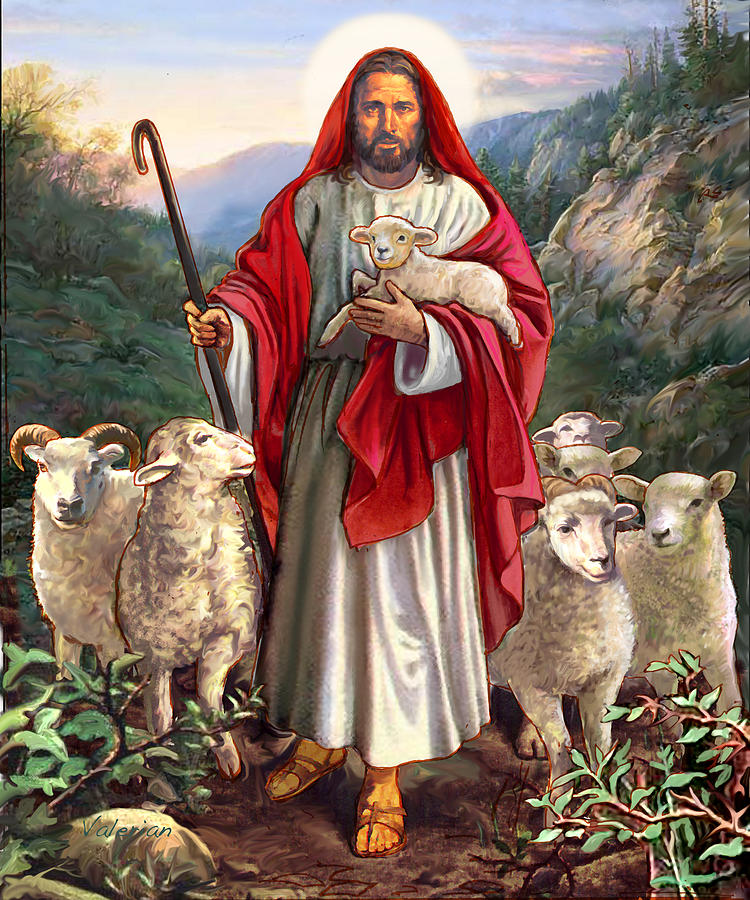750x900 Good Shepherd Painting By Lash Larue - Painting Of Jesus The Good Shepherd