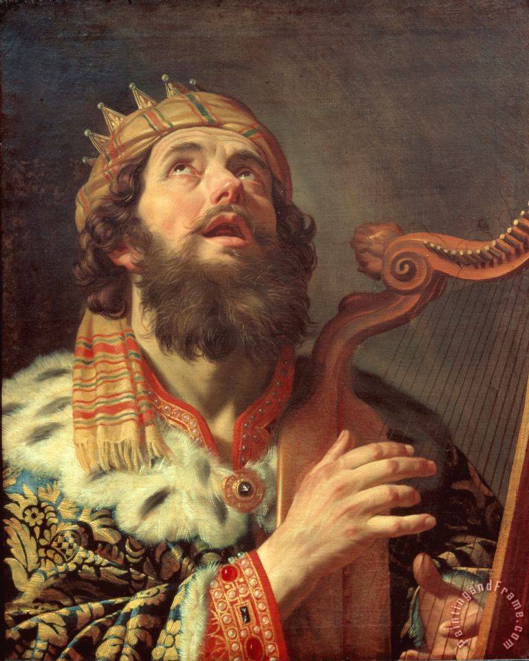 769x960 Gerard Van Honthorst King David Playing The Harp Painting - Painting Of King David