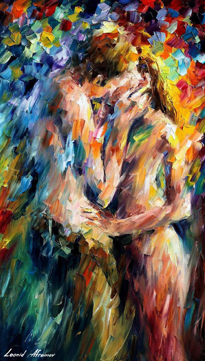 709x1247 Last Kiss 2 Palette Knife Oil Painting On Canvas By Leonid Afremov - Painting Of Kiss