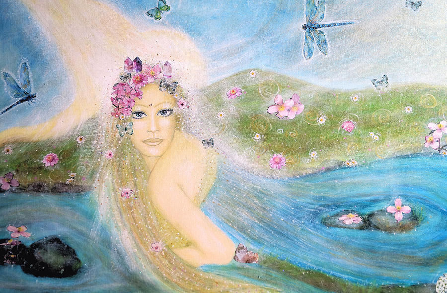 900x589 Lady Of The Lake Painting By Lila Violet - Painting Of Lady Of The Lake