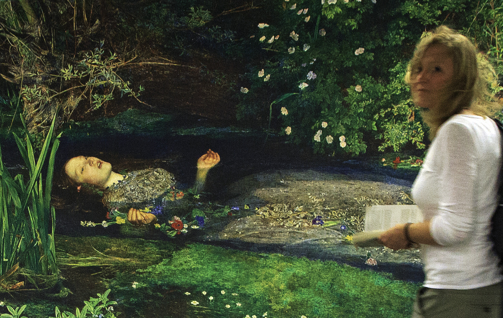 1024x648 Lady In The Lake Lady, Reading Book In Front Of A Large - Painting Of Lady Of The Lake