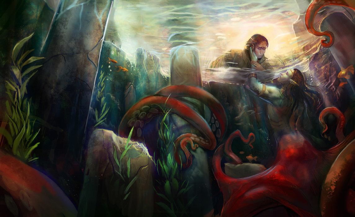 1144x699 Photoshop Illustration Painting By Julie Dillon Of Lady - Painting Of Lady Of The Lake
