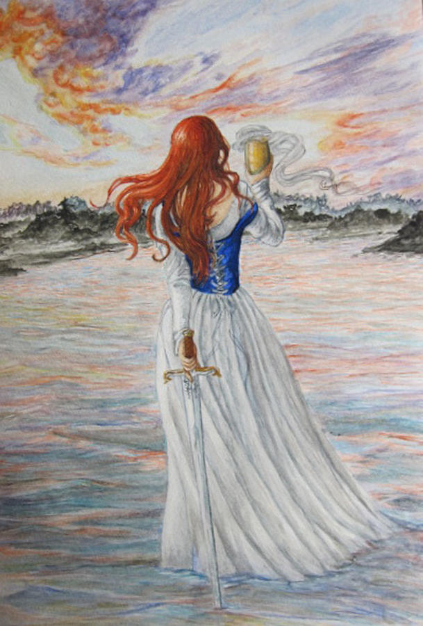 609x900 Lady Of The Lake 1 Painting By Judy Riggenbach - Painting Of Lady Of The Lake