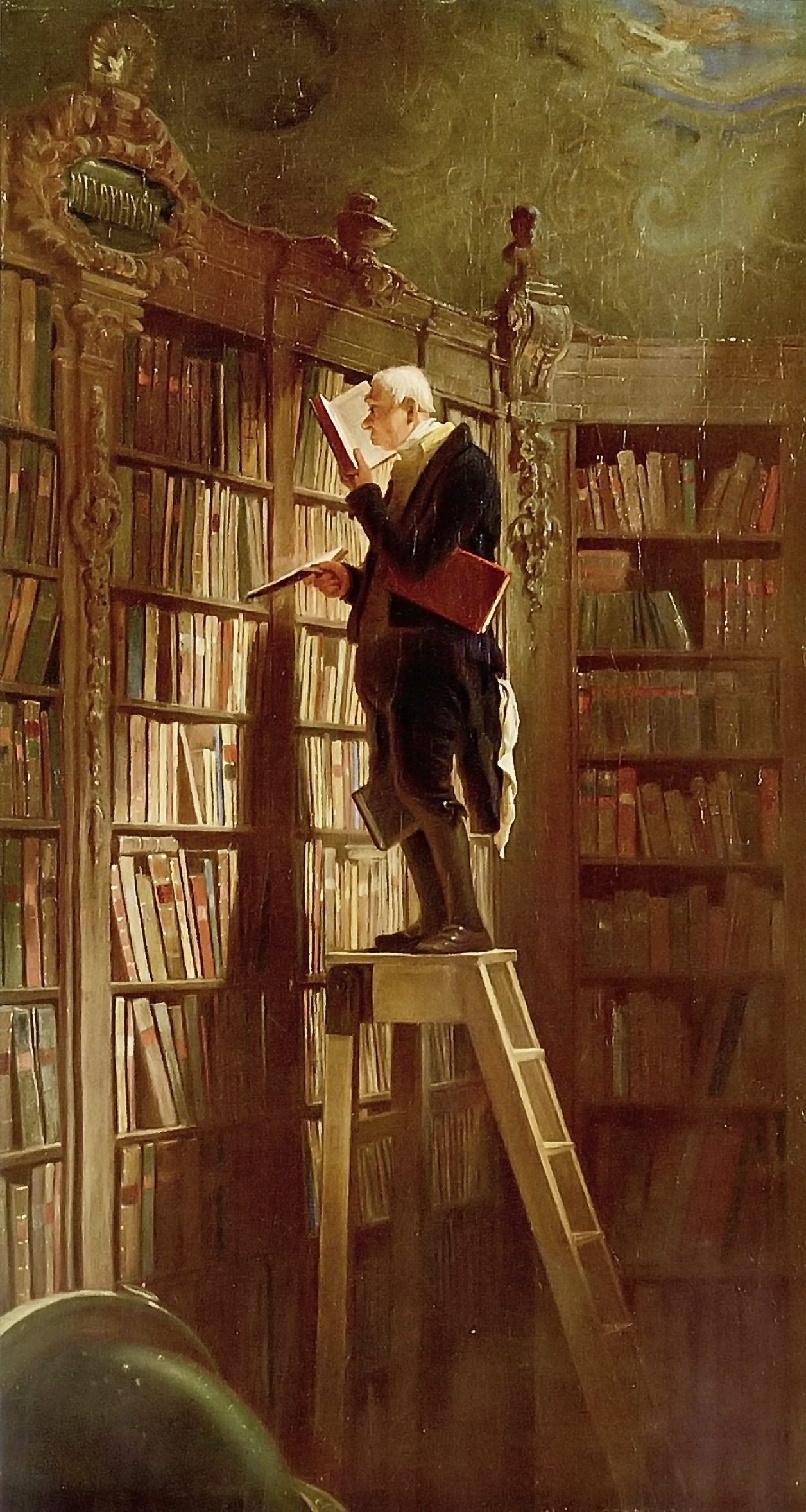 1256x2355 The Bookworm (Painting) - Painting Of Library
