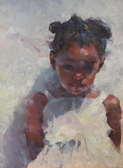 404x550 Party Dress By Michael Maczuga. A R T ~ Michael Maczuga ~ U.s.a - Painting Of Little Black Girl