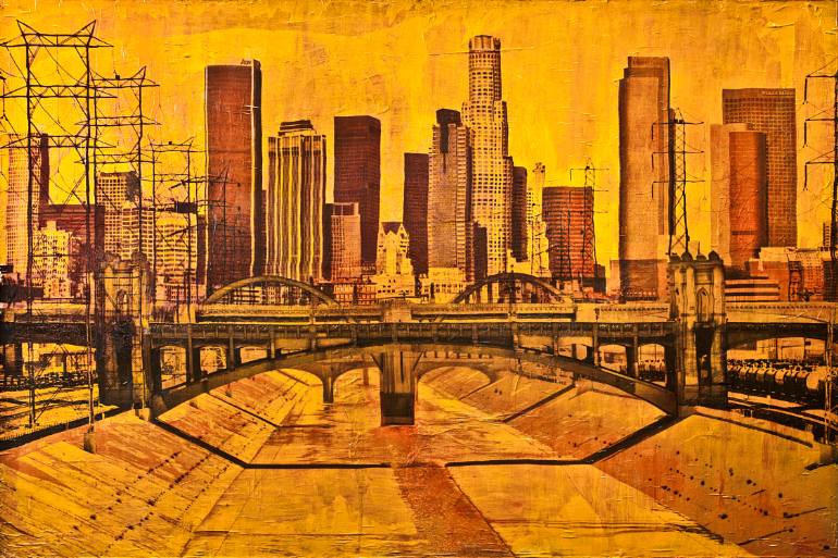 770x513 Saatchi Art Los Angeles River Yellow - Painting Of Los Angeles