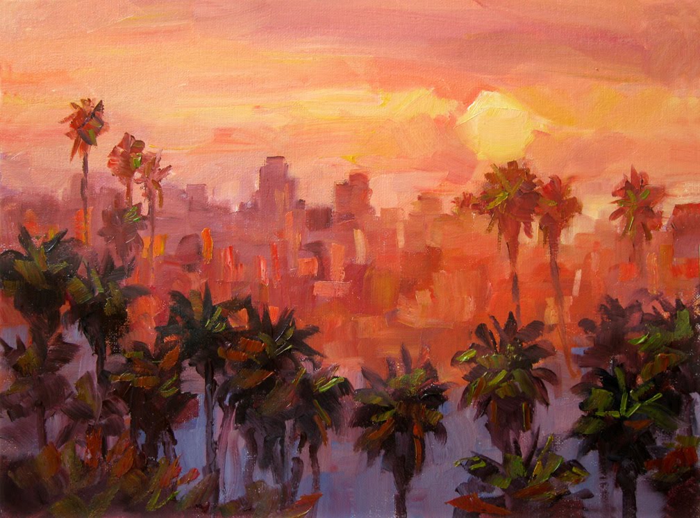 1008x746 Tom Brown Fine Art Los Angeles, Large Oil Painting By Tom Brown - Painting Of Los Angeles