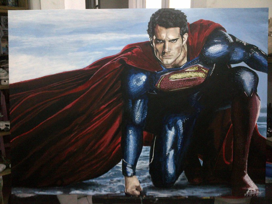 900x675 Man Of Steel Painting By Fandias - Painting Of Man