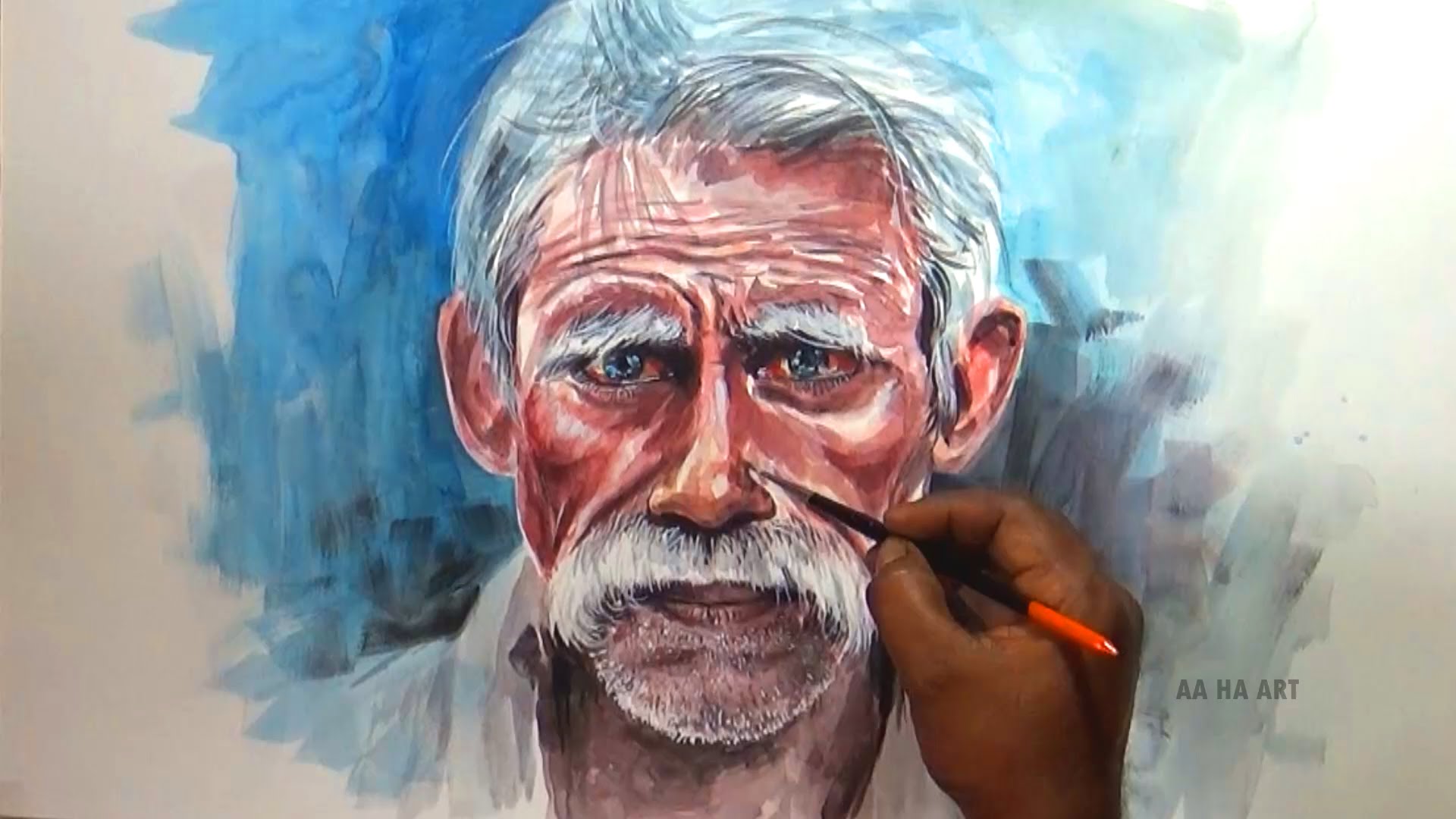 1920x1080 Watercolor Portrait Painting - Painting Of Man