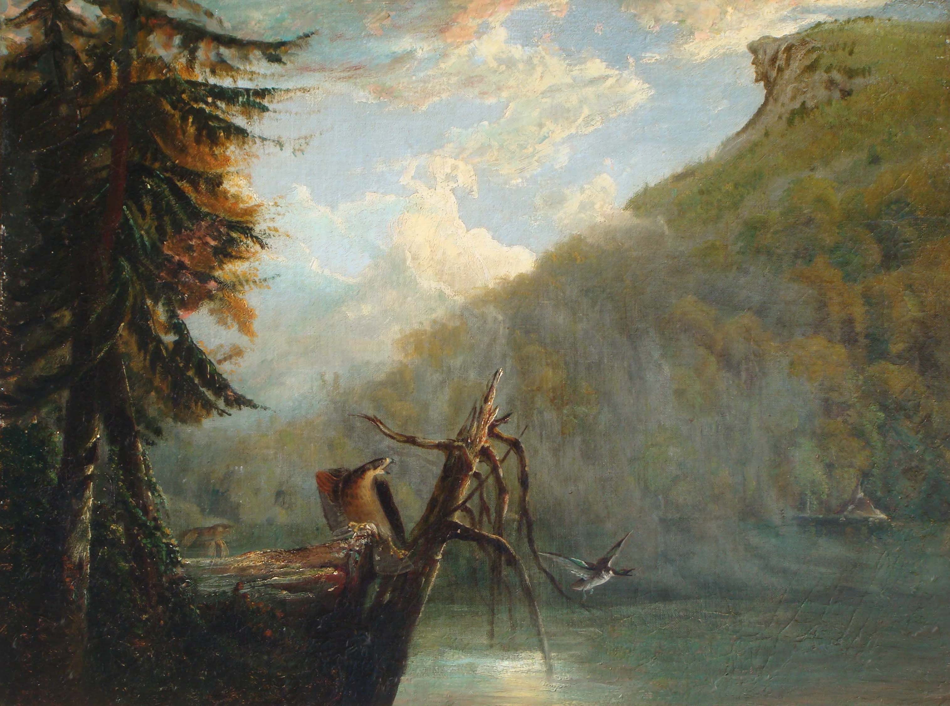 3030x2252 Old Man Of Mountain Painting By Thomas Hill (182901908). - Painting Of Man Looking Over Cliff