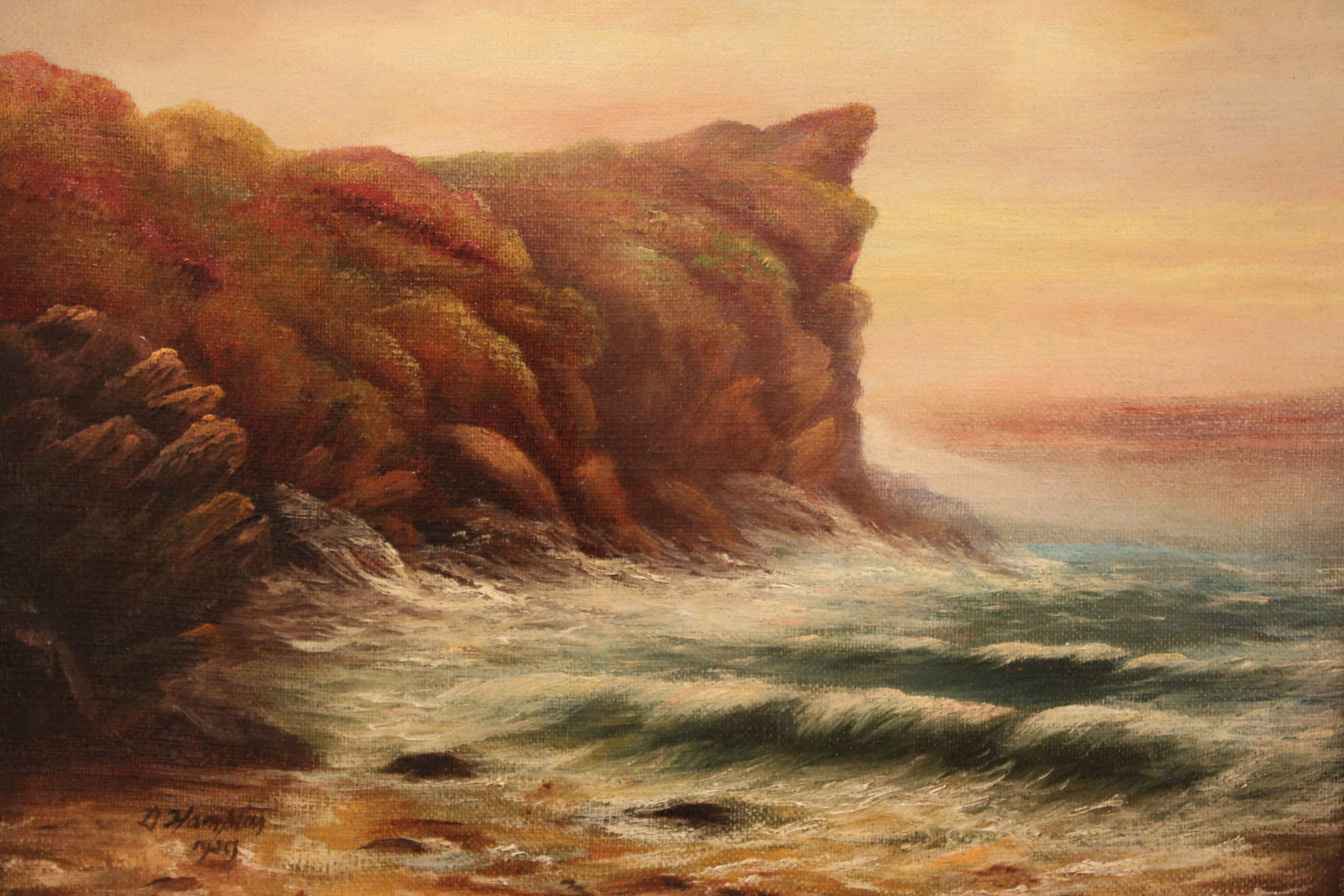 2880x1920 Set Of Three Isle Of Man Views Oil Paintings By D.hampton (1929 - Painting Of Man Looking Over Cliff