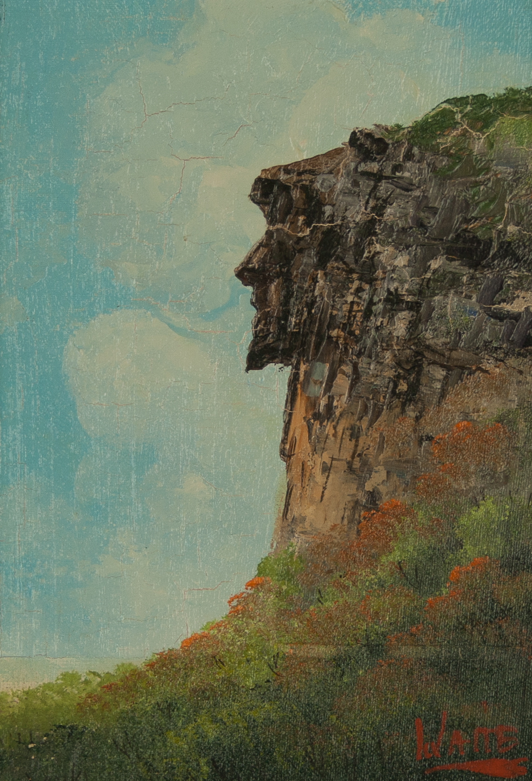 1065x1564 Waite Old Man Of The Mountain New Hampshire White Mountains - Painting Of Man Looking Over Cliff