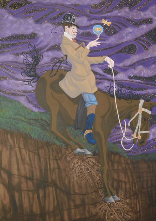 498x704 Delightful Distractions - Painting Of Man Looking Over Cliff