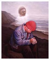165x200 Religious Inspirational Art Prints Amp Cards - Painting Of Man Praying Over Loaf Of Bread