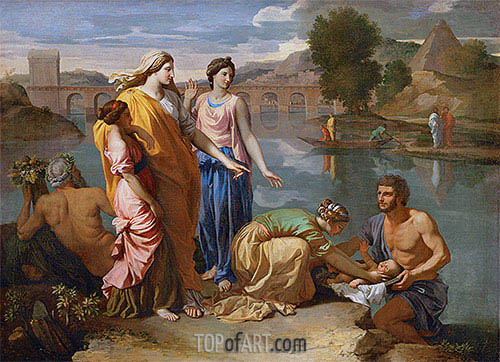 500x362 The Finding Of Moses Nicolas Poussin Painting Reproduction - Painting Of Moses