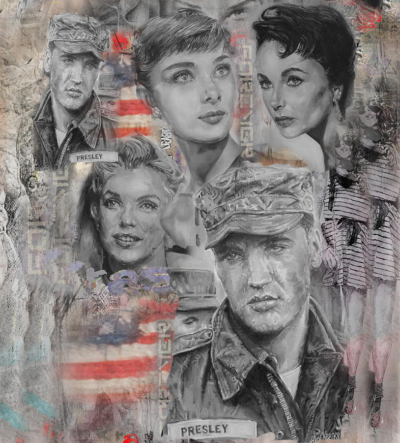 814x900 Movie Stars. Elizabeth Taylor Painting By Alex Krasky - Painting Of Movie Stars