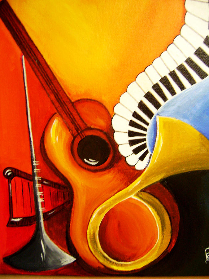675x900 Musical Instruments Painting By Rajni - Painting Of Musical Instruments