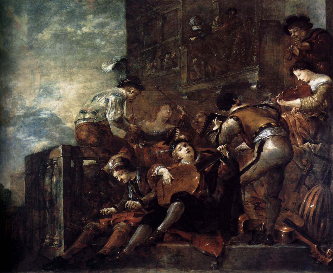 1279x1050 Musicians On A Terrace 1665 70 Painting Leonaert Bramer Oil - Painting Of Musicians