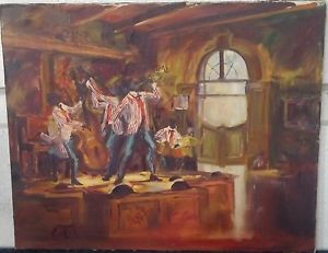 300x231 Robert M Rucker Original Painting Musicians Preforming French - Painting Of Musicians