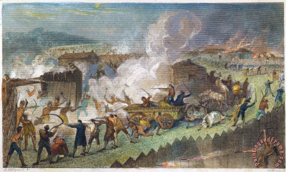 960x577 Others Native American Attack Painting - Painting Of Native American