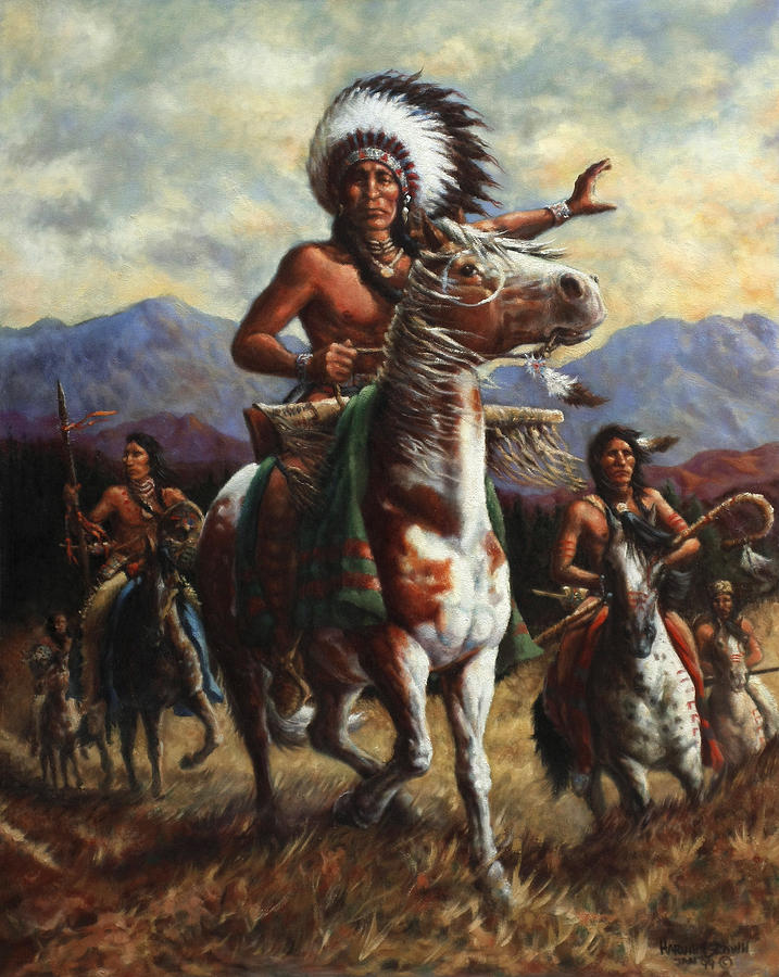 717x900 The Chief Painting By Harvie Brown - Painting Of Native American