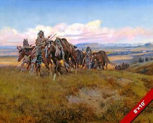 300x240 Native American Indian Warriors W Horses Painting Art Real Canvas - Painting Of Native American Warriors
