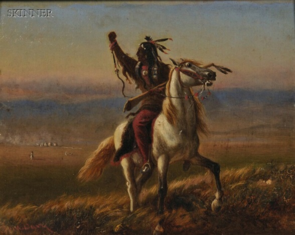 588x470 Scene With A Native American Warrior On Horseback By William De La - Painting Of Native American Warriors