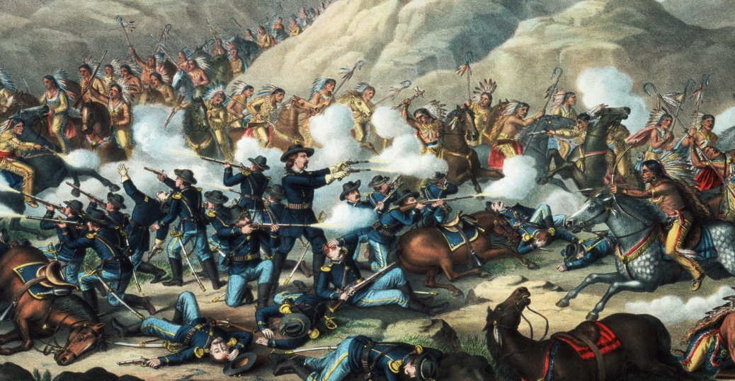 1038x539 Custers Last Stand 3 - Painting Of Native American Warriors