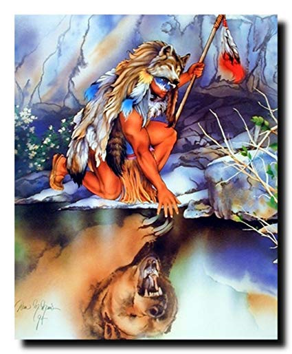 425x515 Reflection Of Indian Warrior Native American Wall - Painting Of Native American Warriors