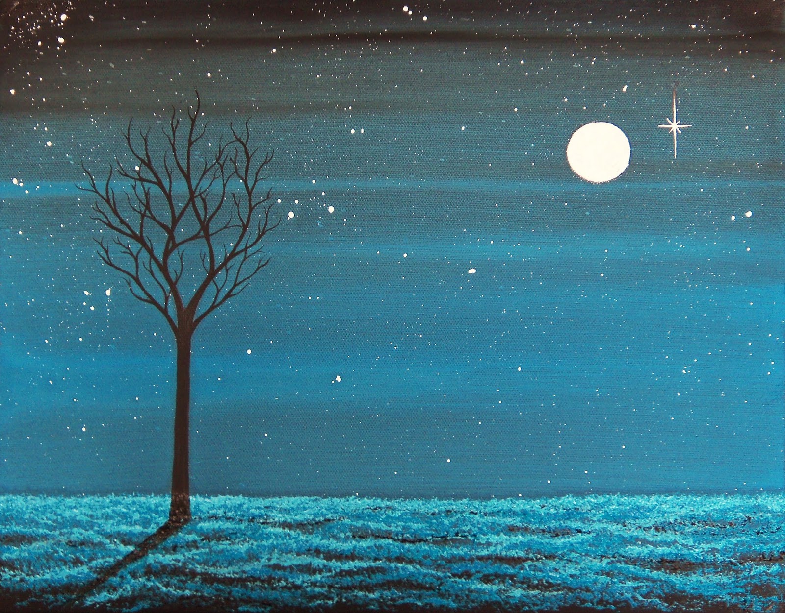 1600x1251 A Summer's Night, 11 X 14, Original Oil Painting Of Surreal Blue - Painting Of Night
