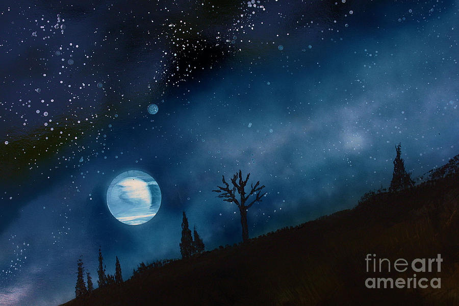 900x600 Night Sky Painting By Bill Richards - Painting Of Night