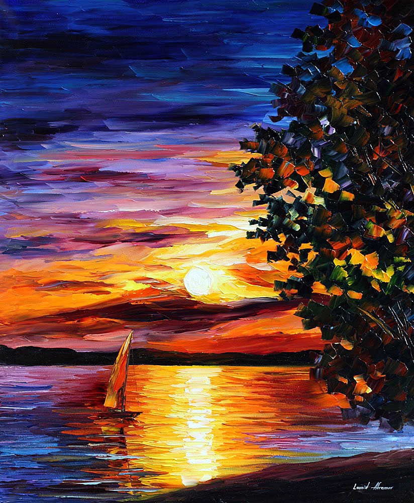 824x1000 Beauty Of Night Palette Knife Oil Painting On Canvas By Leonid - Painting Of Night