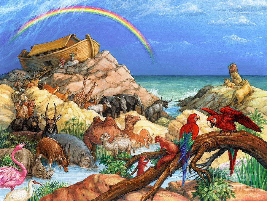 900x679 Noah And The Ark Painting By Randy Wollenmann - Painting Of Noahs Ark
