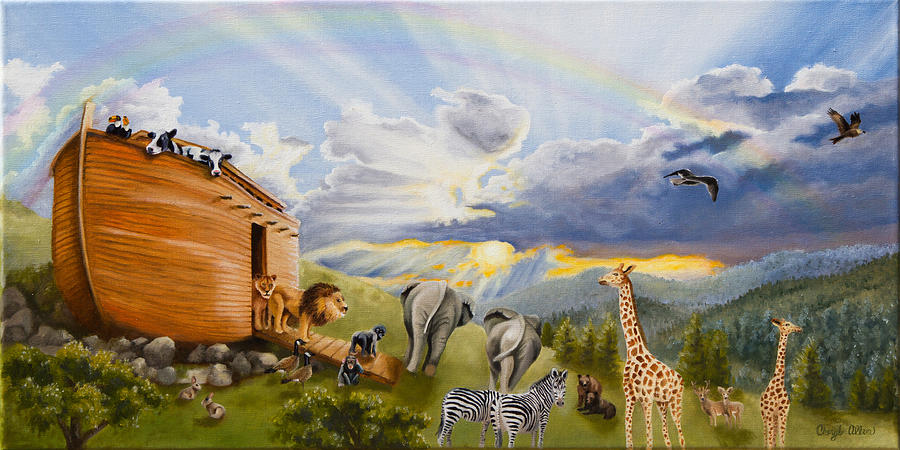 900x450 Noah's Ark Painting By Cheryl Allen - Painting Of Noahs Ark