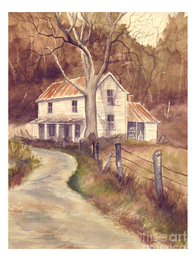 675x900 Old Farm House Painting By Parker Jim - Painting Of Old Farmhouses