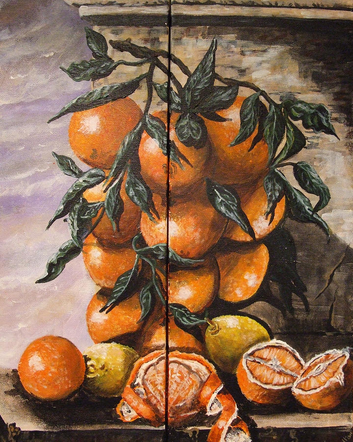 719x900 Spanish Oranges Two Paintings In One Painting By Mackenzie Moulton - Painting Of Oranges
