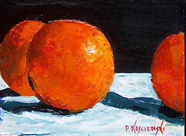 600x441 Fine Art By Pat Koscienski Oranges Original Acrylic Aceo - Painting Of Oranges