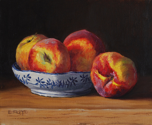 500x409 Peaches And Bowl {A New Still Life Painting} Elizabeth Floyd - Painting Of Peaches